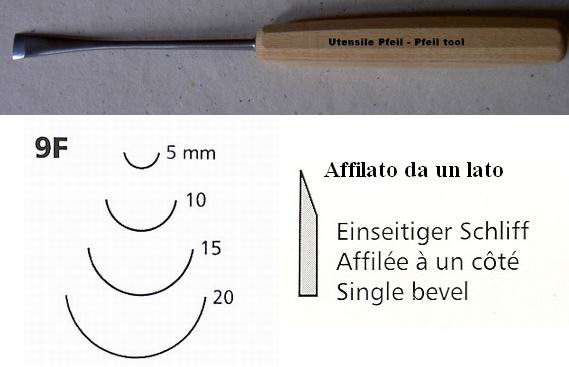 Sgorbia legno curvatura 9F/20 Pfeil