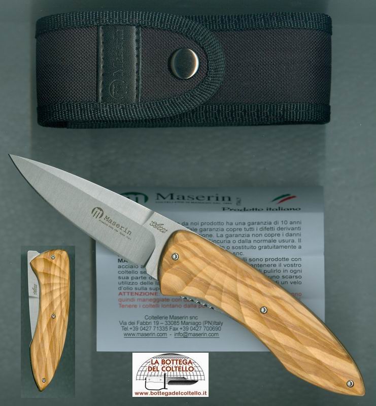 Maserin 383/OL Folding knife, olive wood
