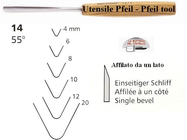 Pfeil sgorbia legno 14/20 angolo 55�