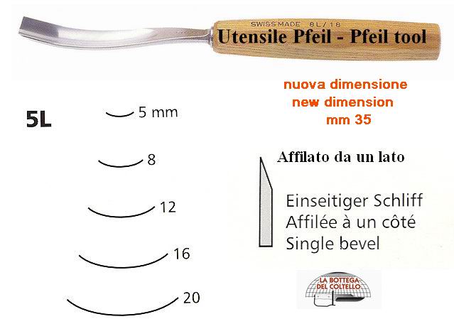 Sgorbia legno curvatura 5L/35 Pfeil Svizzera