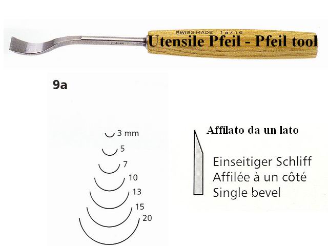 Sgorbia legno curva 9A/3 Pfeil Svizzera