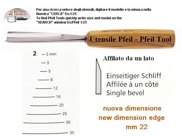Pfeil sgorbia legno curvatura 2/22