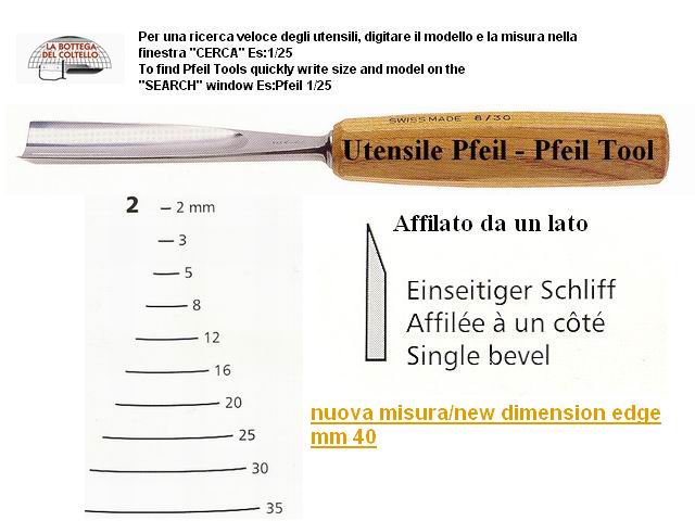 Pfeil sgorbia legno curvatura 2/40