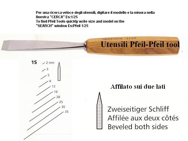 Pfeil sgorbia diagonale legno 1S/16