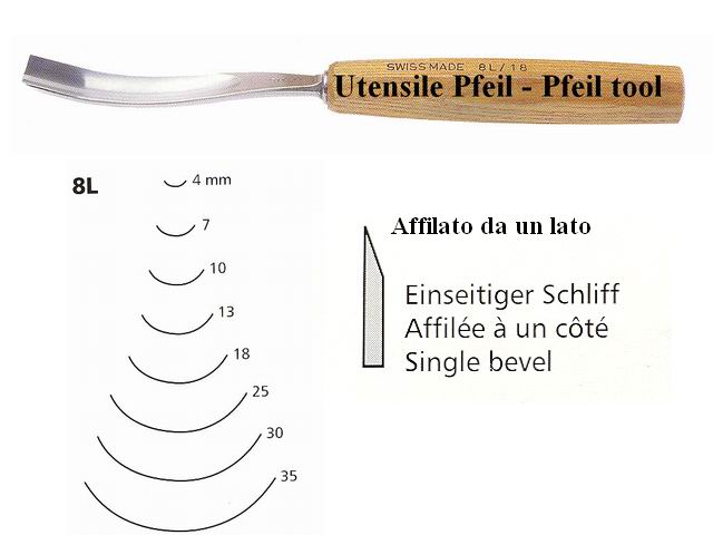 Sgorbia legno curvatura 8L/30 Pfeil Svizzera