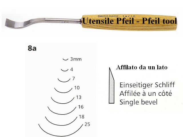Sgorbia legno curva 8A/7 Pfeil Svizzera