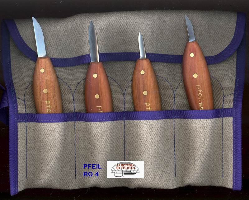 Pfeil Rotolo con 4 coltelli da intaglio