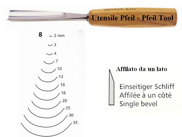 Pfeil straight gouge 8/25 curved edge