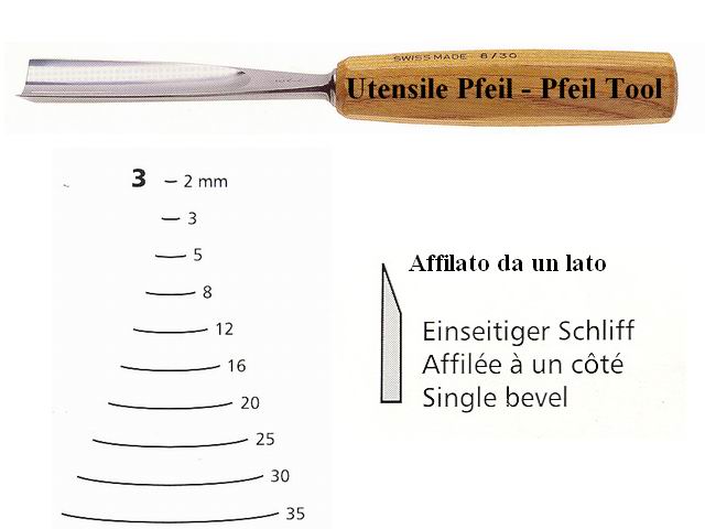Pfeil sgorbia legno curvatura 3/25