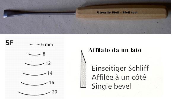 Sgorbia legno curvatura 5F/8 Pfeil