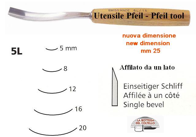 Sgorbia legno curvatura 5L/25 Pfeil Svizzera