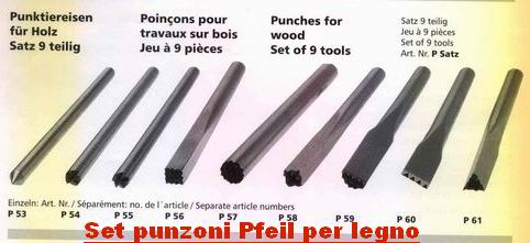 Pfeil Set di punzoni per legno