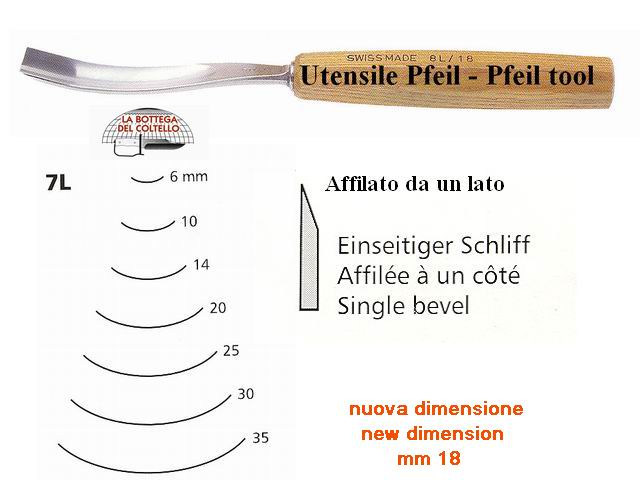 Sgorbia legno curvatura 7L/18 Pfeil Svizzera
