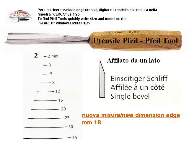Pfeil sgorbia legno curvatura 2/18